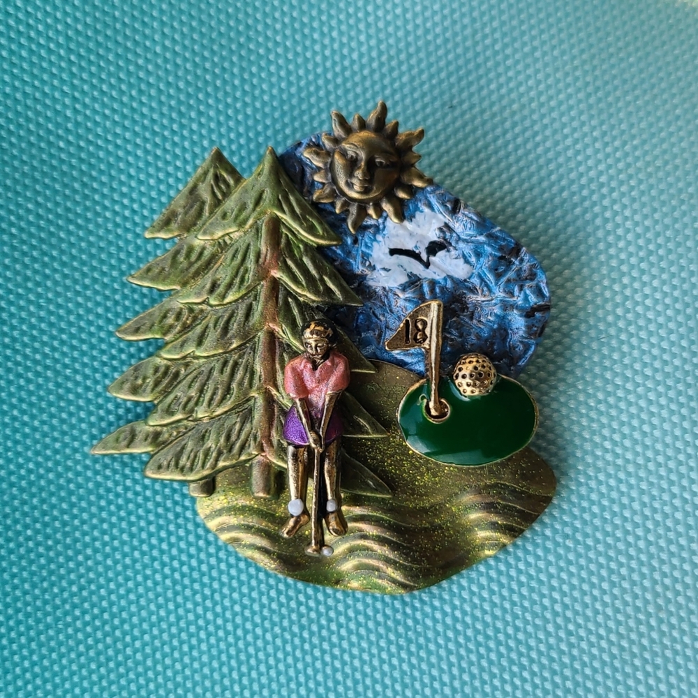 Girl Golf Player Brooch